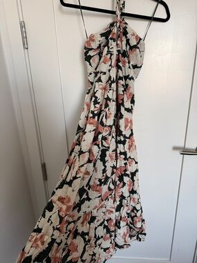 Abercrombie & Fitch Floral Halter Maxi Dress in Black, Cream & Dusty Rose